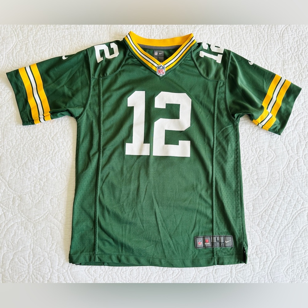 NFL Green Bay Packers Football Jersey Youth Boys Sz L #12 Aaron Rodgers Nike OF